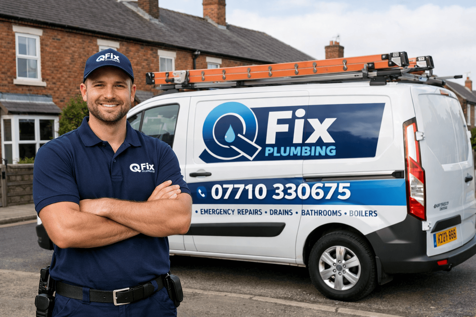 Plumber fixing under-sink pipe